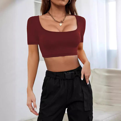 Cropped Knitted High Elastic T-shirt