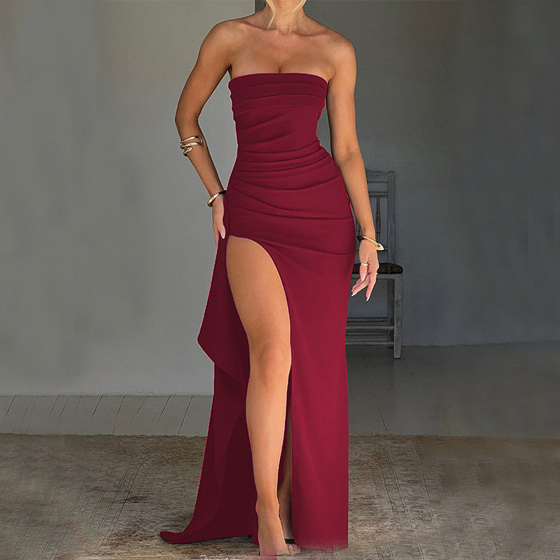 Strapless Split Long Dress