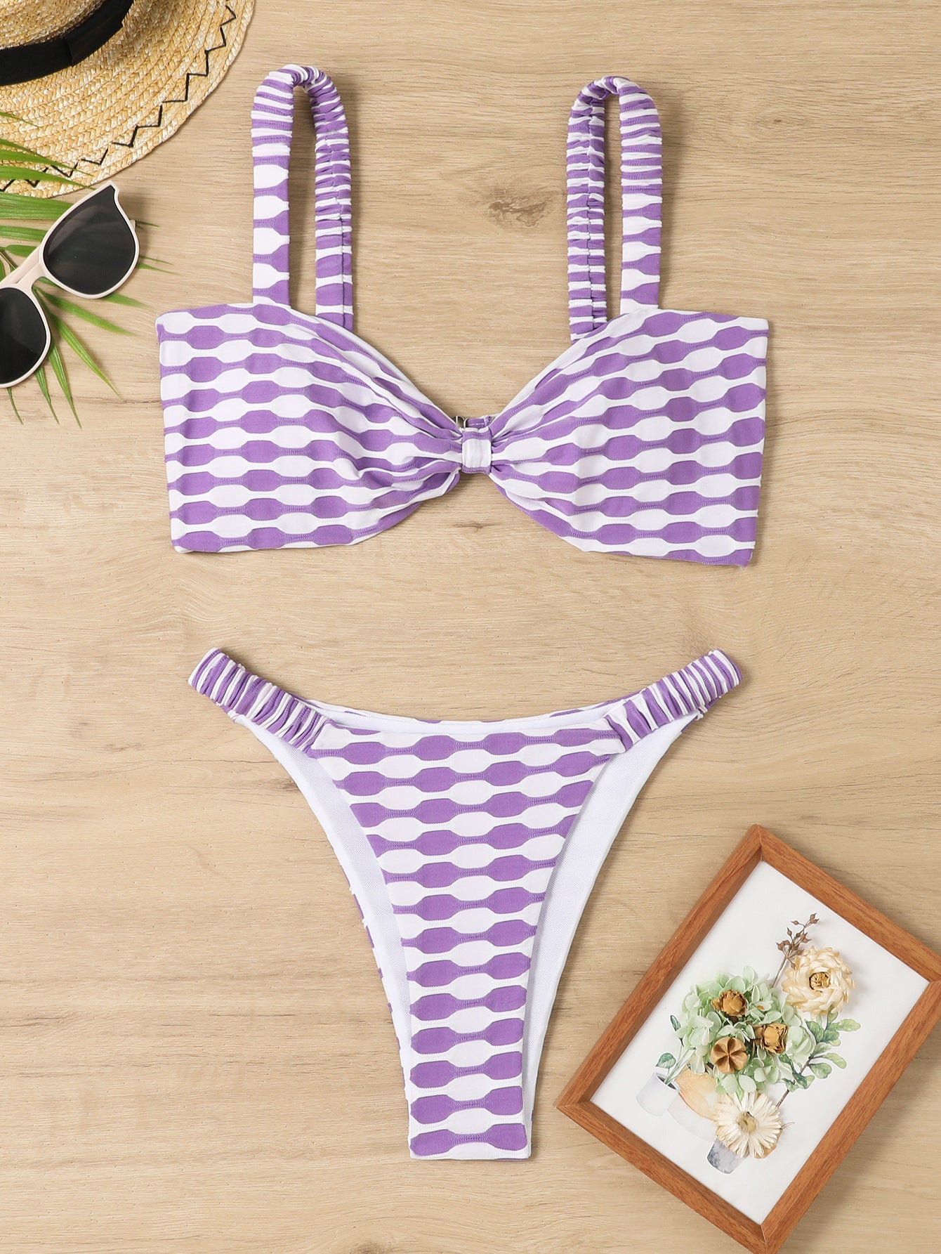 Sexy Striped Print Bikini Summer