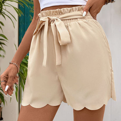 Lace-up Scalloped Shorts