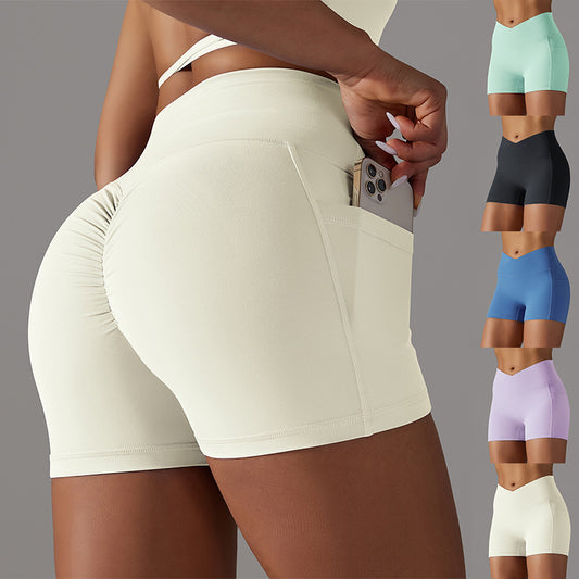 Yoga Shorts With Phone Pocket Design