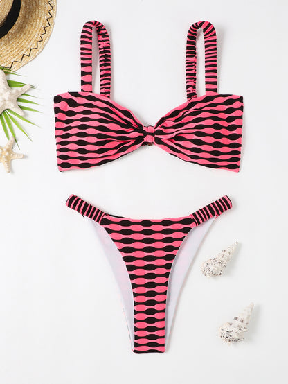 Sexy Striped Print Bikini Summer