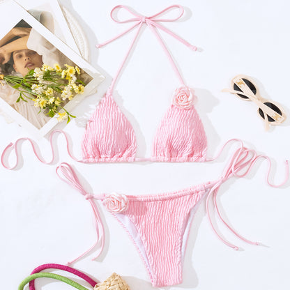 3D Three-dimensional Flowers Bikini Set