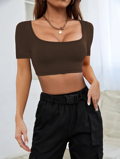 Cropped Knitted High Elastic T-shirt