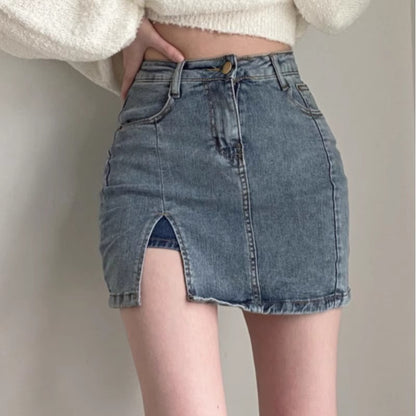 Retro High Waist Denim Skirt